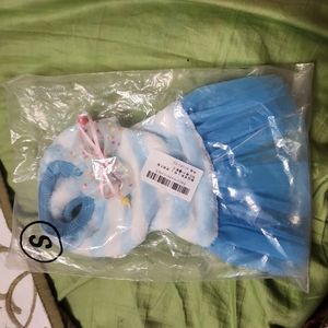 Small blue and white dog dress with tutu
